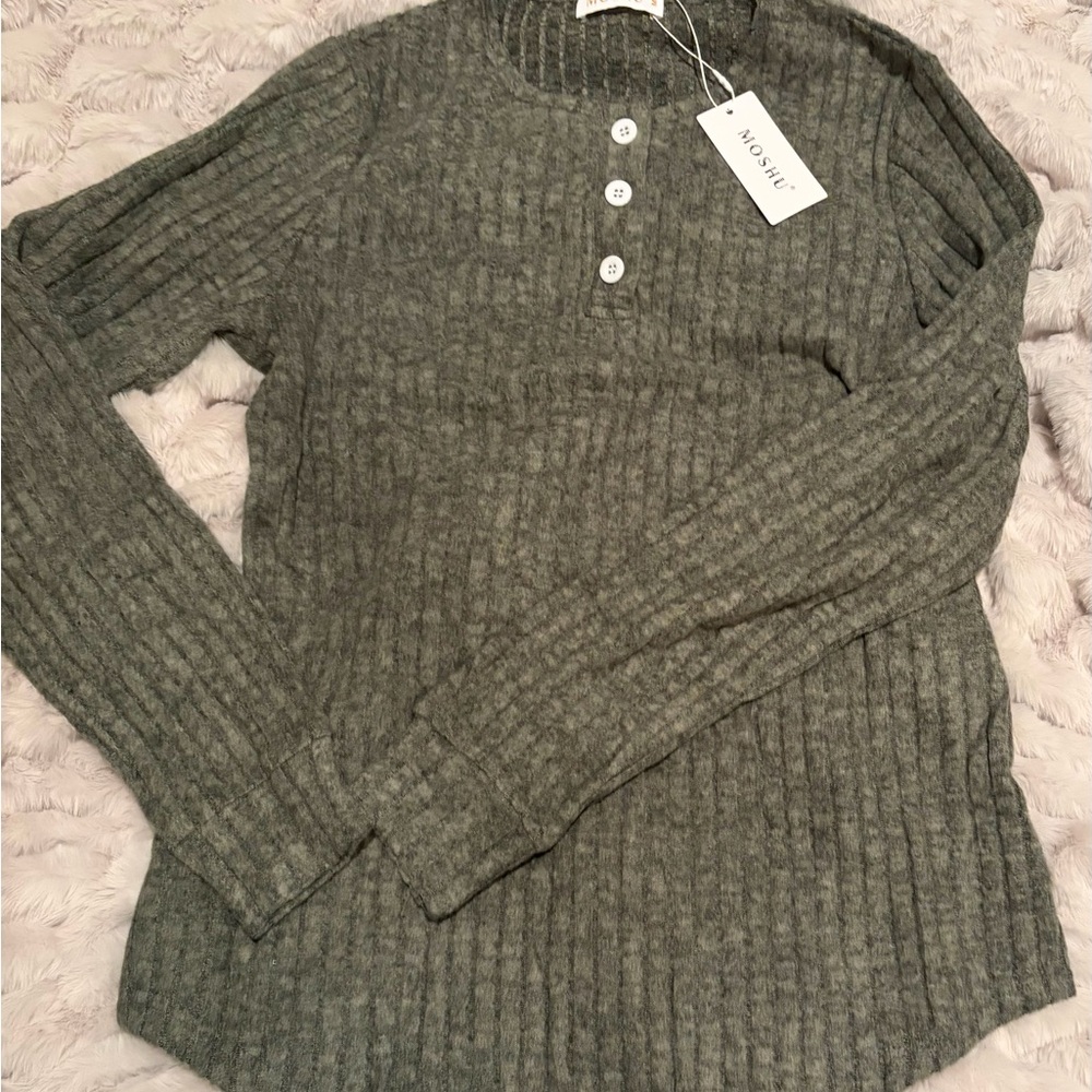 Women's Ribbed Henley Pajama Top & Bottom